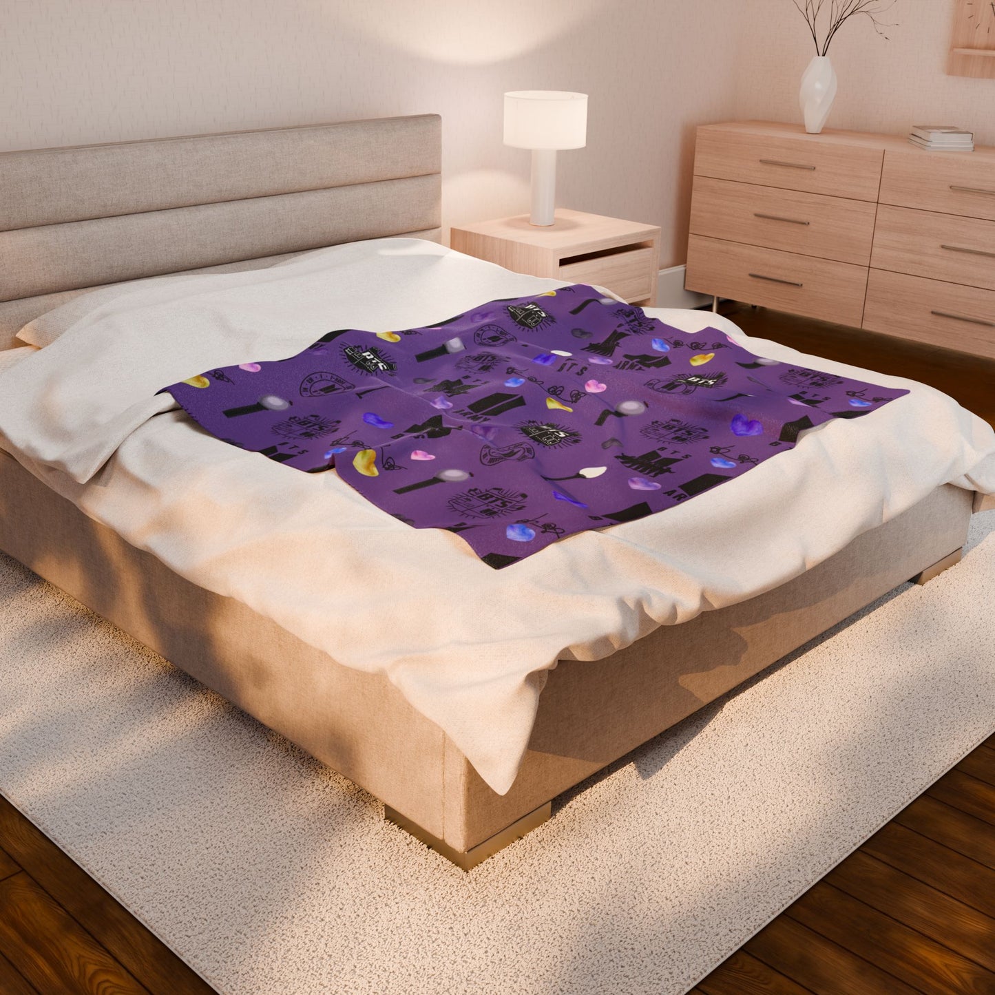 BTS Inspired Velveteen Plush Blanket, Cozy Throw, Perfect for Fans, Gifts for Holidays, Soft Home Decor, Collectible Blanket